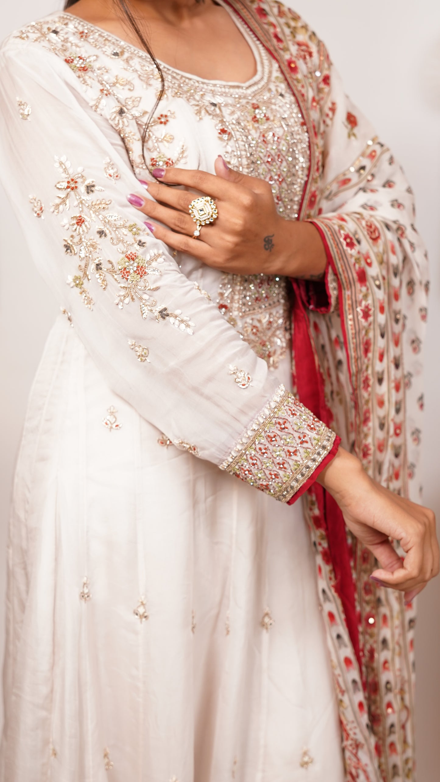 Premium Embroidered Anarkali Suit Set.