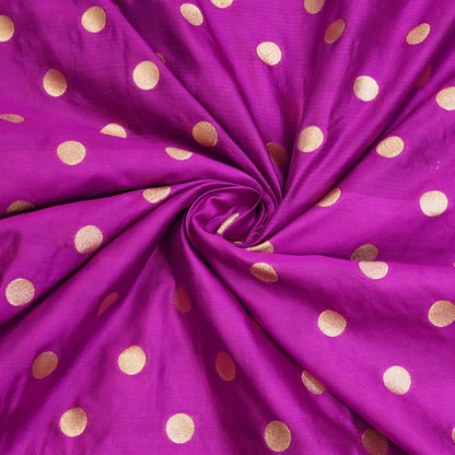 Magenta Golden Polka Dot Fabric