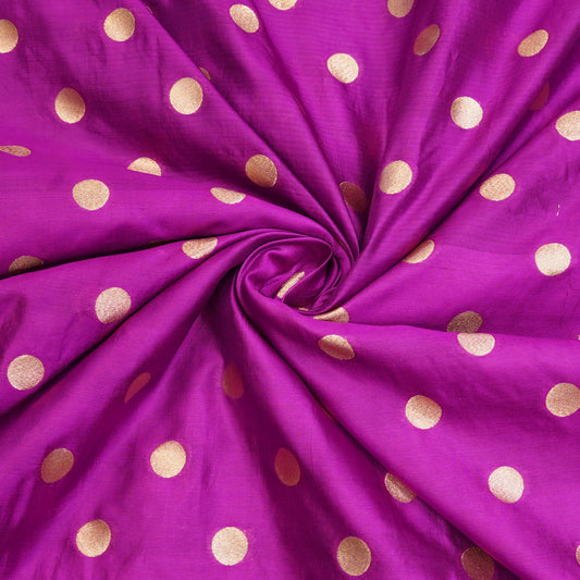 Magenta Golden Polka Dot Fabric