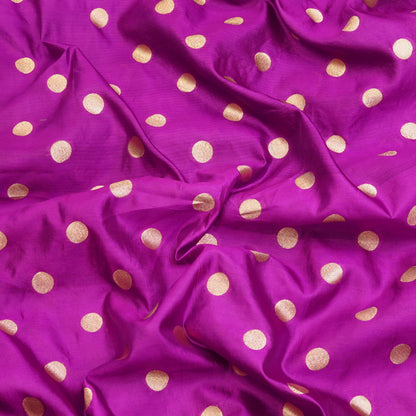 Magenta Golden Polka Dot Fabric