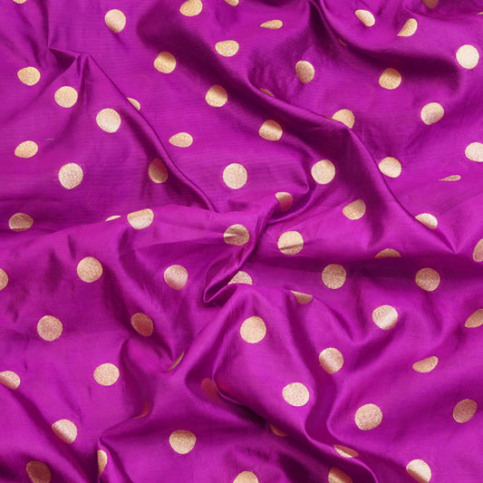 Magenta Golden Polka Dot Fabric