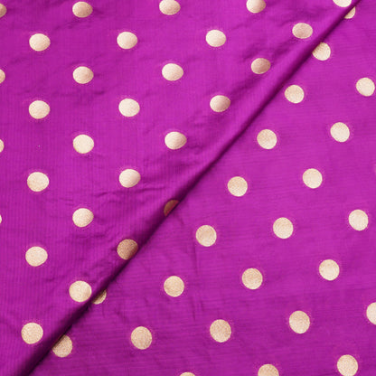 Magenta Golden Polka Dot Fabric