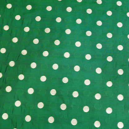 Emerald Green Gold Polka Dot Fabric