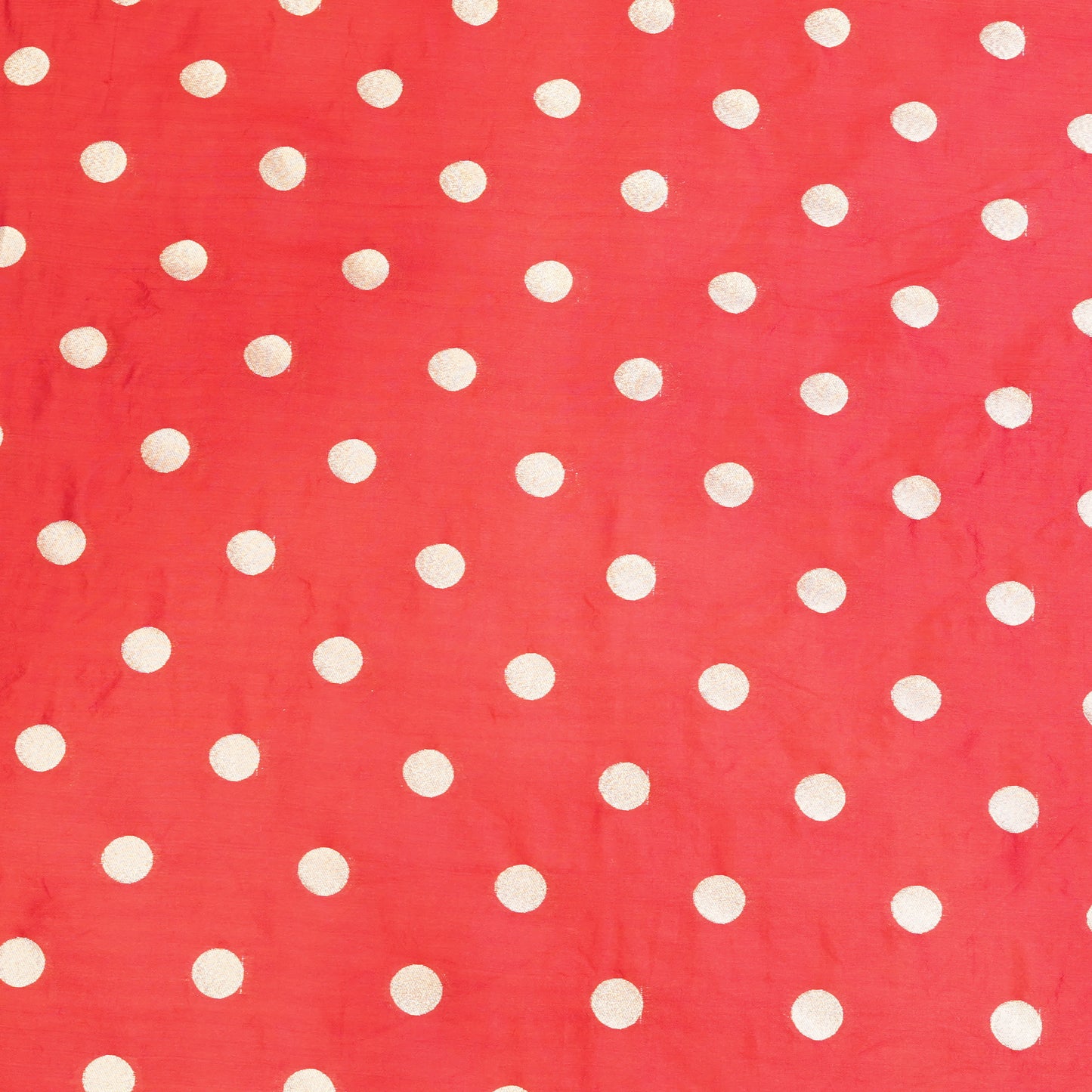 Coral Red Gold Polka Dot Fabric