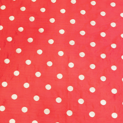 Coral Red Gold Polka Dot Fabric