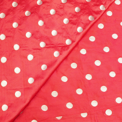 Coral Red Gold Polka Dot Fabric