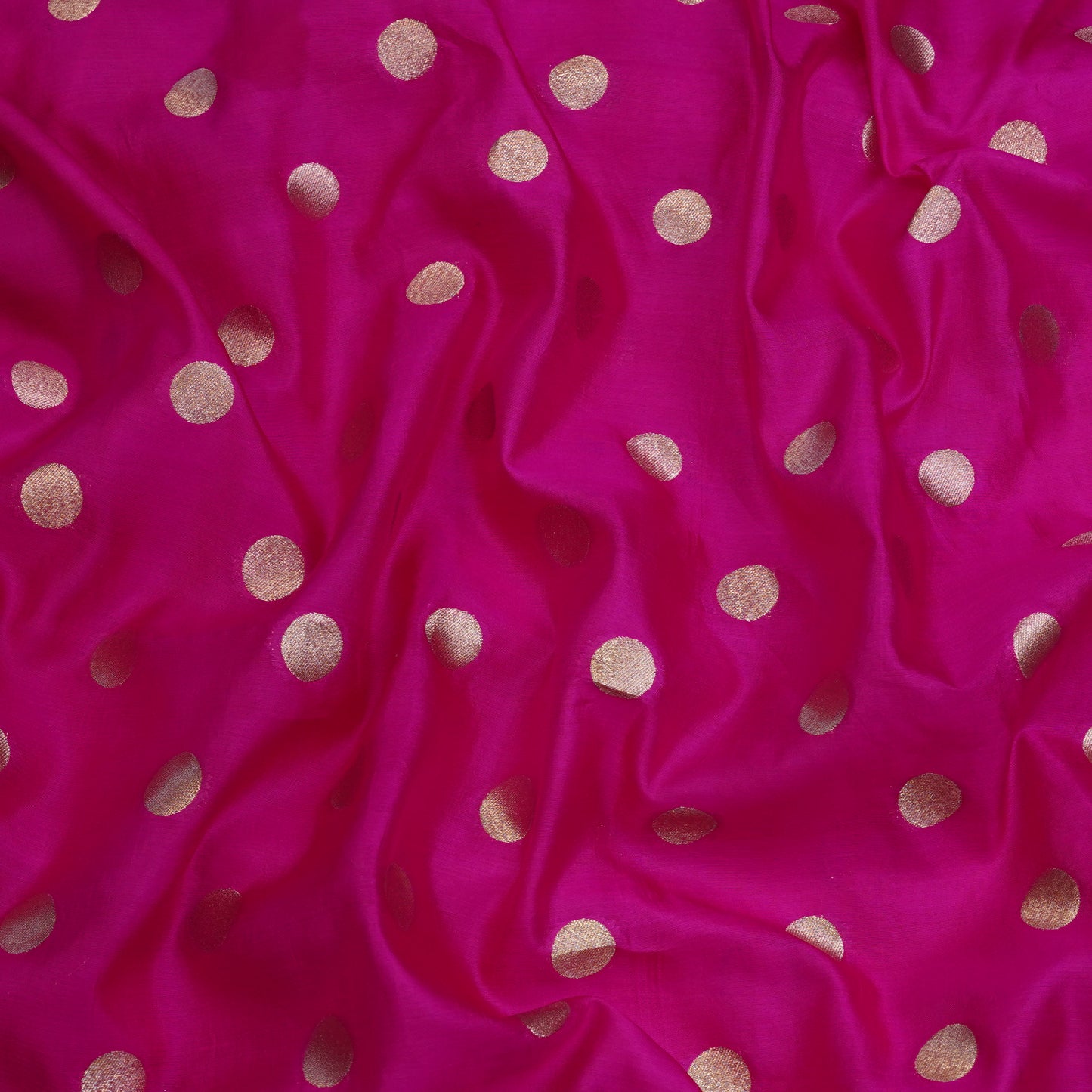 Rani Pink Gold Polka Dot Fabric.