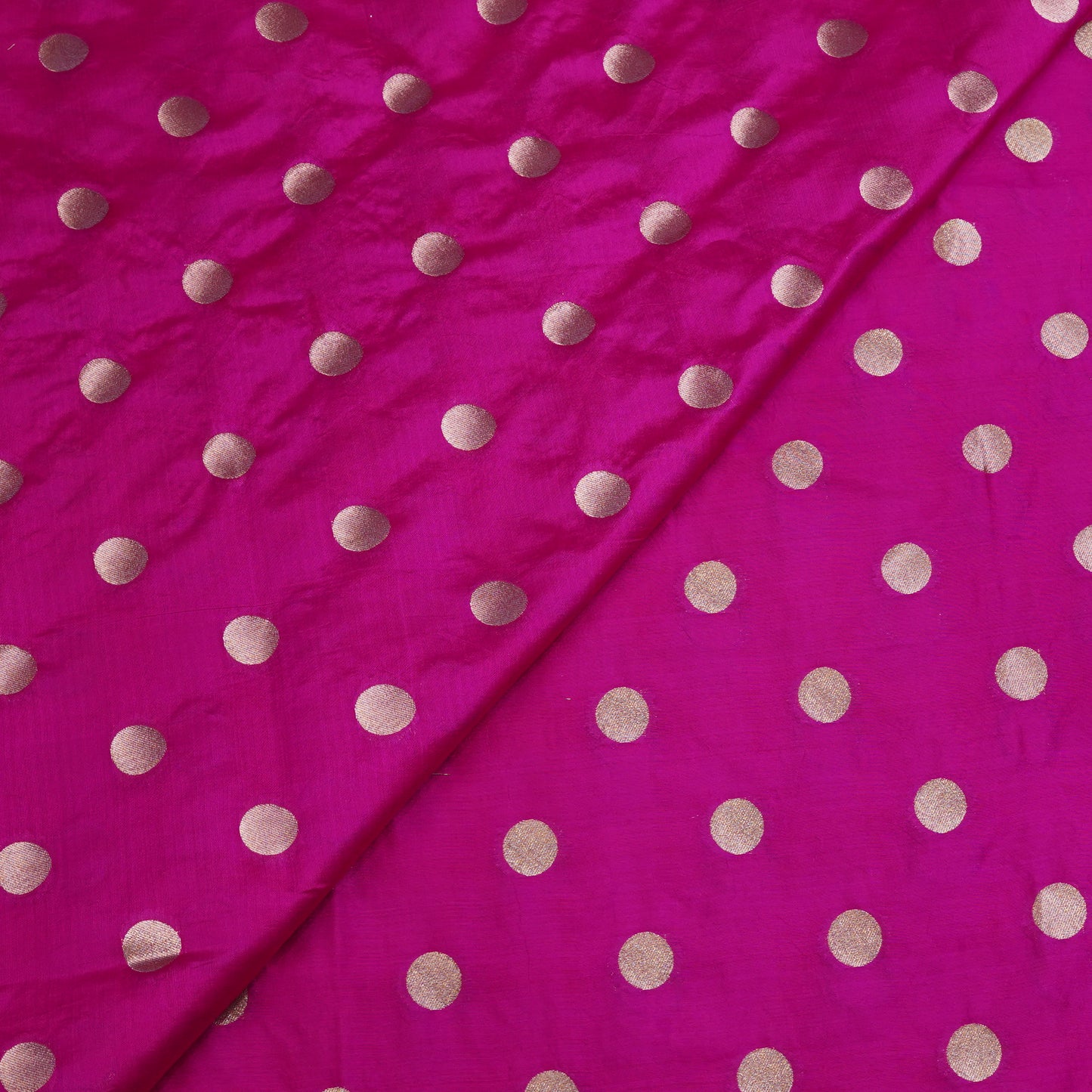 Rani Pink Gold Polka Dot Fabric.