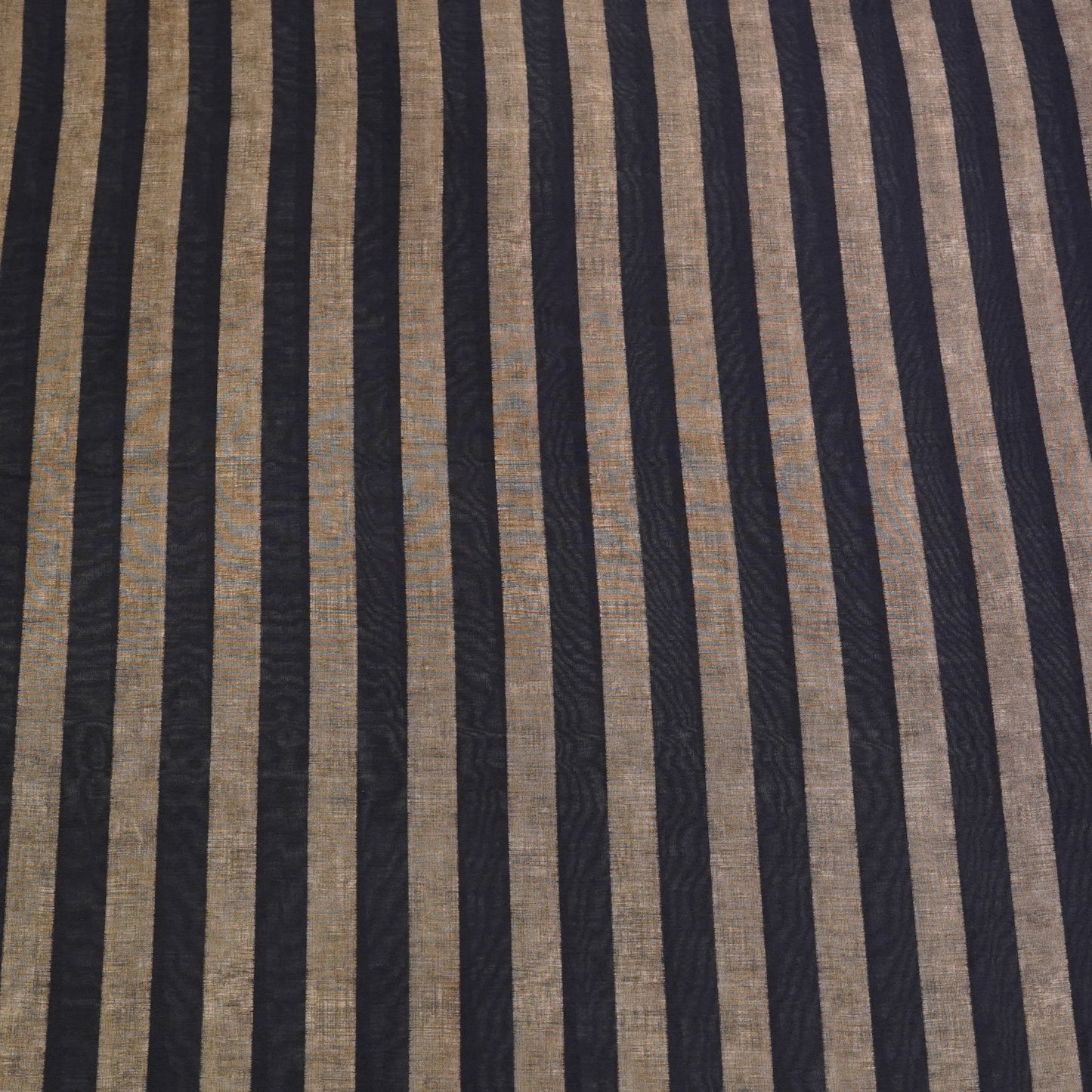 Black & Beige Vertical Stripe Chanderi Fabric.