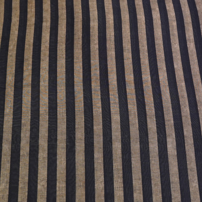 Black & Beige Vertical Stripe Chanderi Fabric.