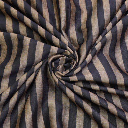 Black & Beige Vertical Stripe Chanderi Fabric.