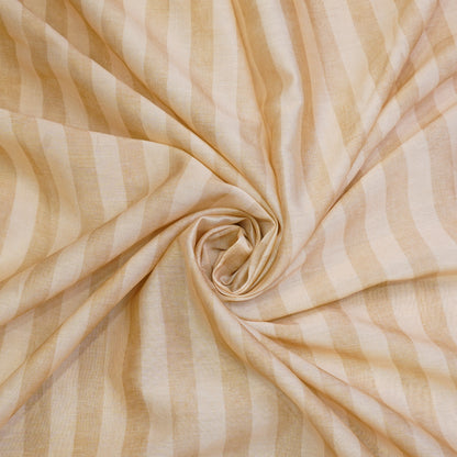 Beige & Cream Vertical Stripe Chanderi Fabric