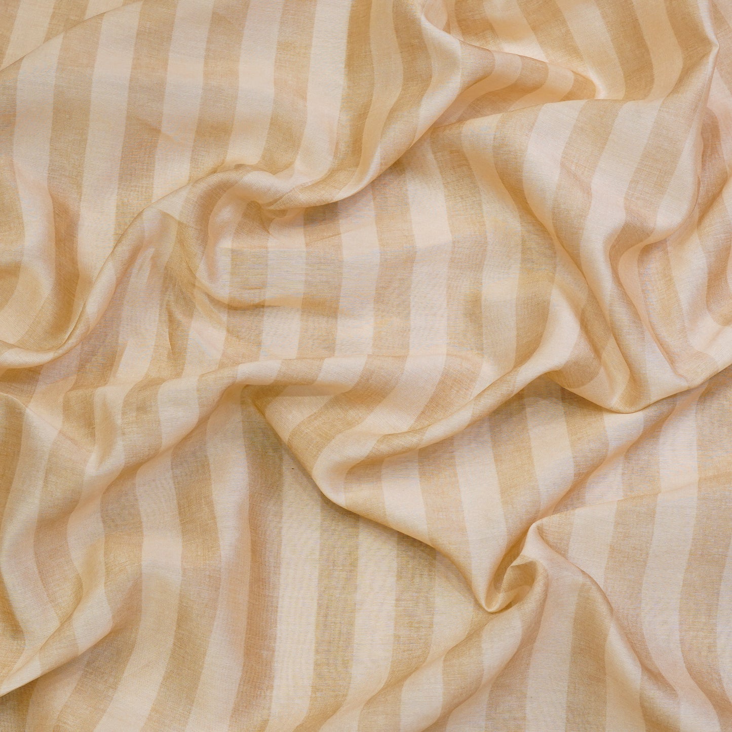 Beige & Cream Vertical Stripe Chanderi Fabric