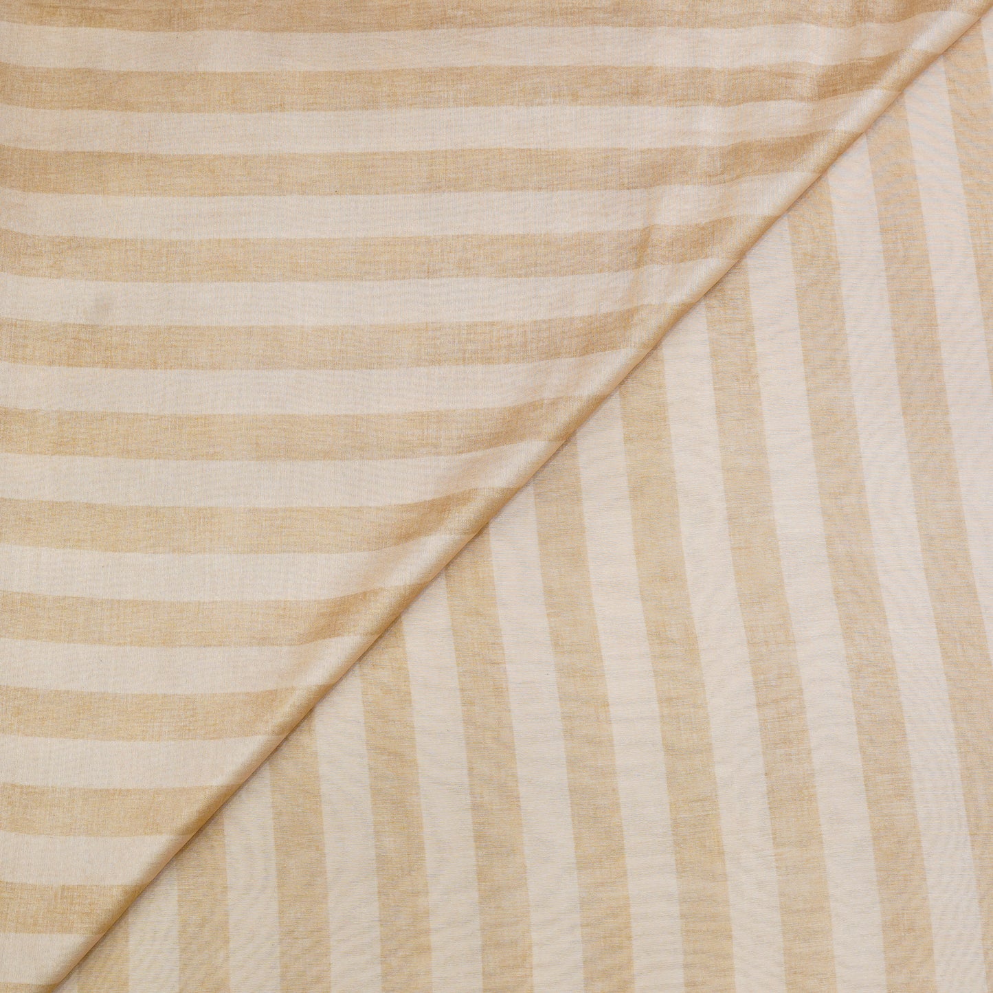 Beige & Cream Vertical Stripe Chanderi Fabric