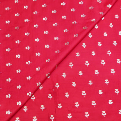 Red Floral Butti Banarasi Fabric