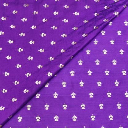 Purple Floral Butti Banarasi Fabric