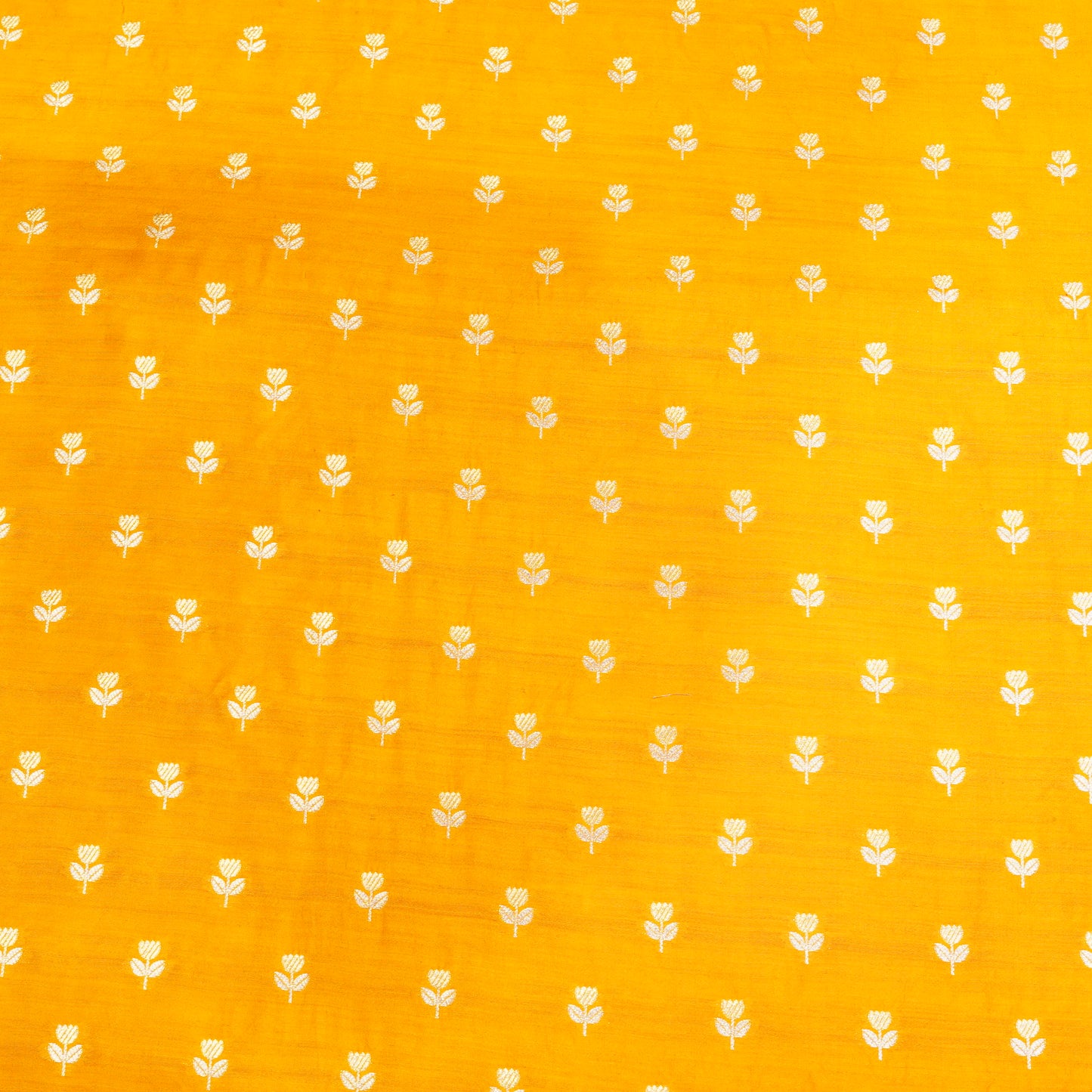 Premium Yellow Floral Butti Banarasi Fabric.