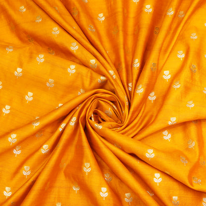 Premium Yellow Floral Butti Banarasi Fabric.