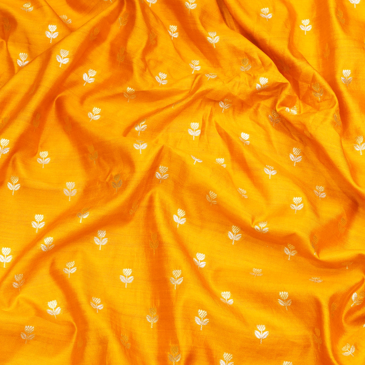 Premium Yellow Floral Butti Banarasi Fabric.