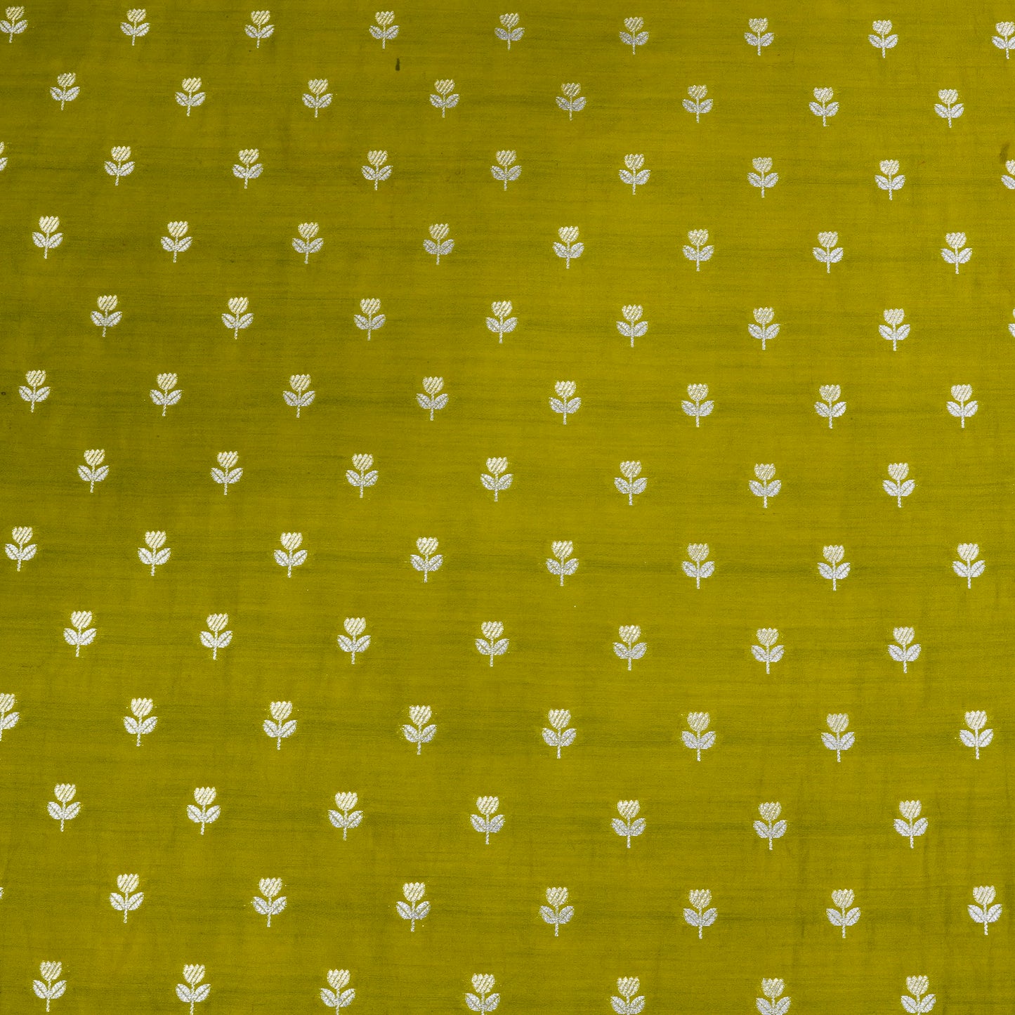 Premium Mustard Green Floral Butti Fabric.