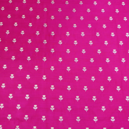 Pink Floral Butti Banarasi Fabric