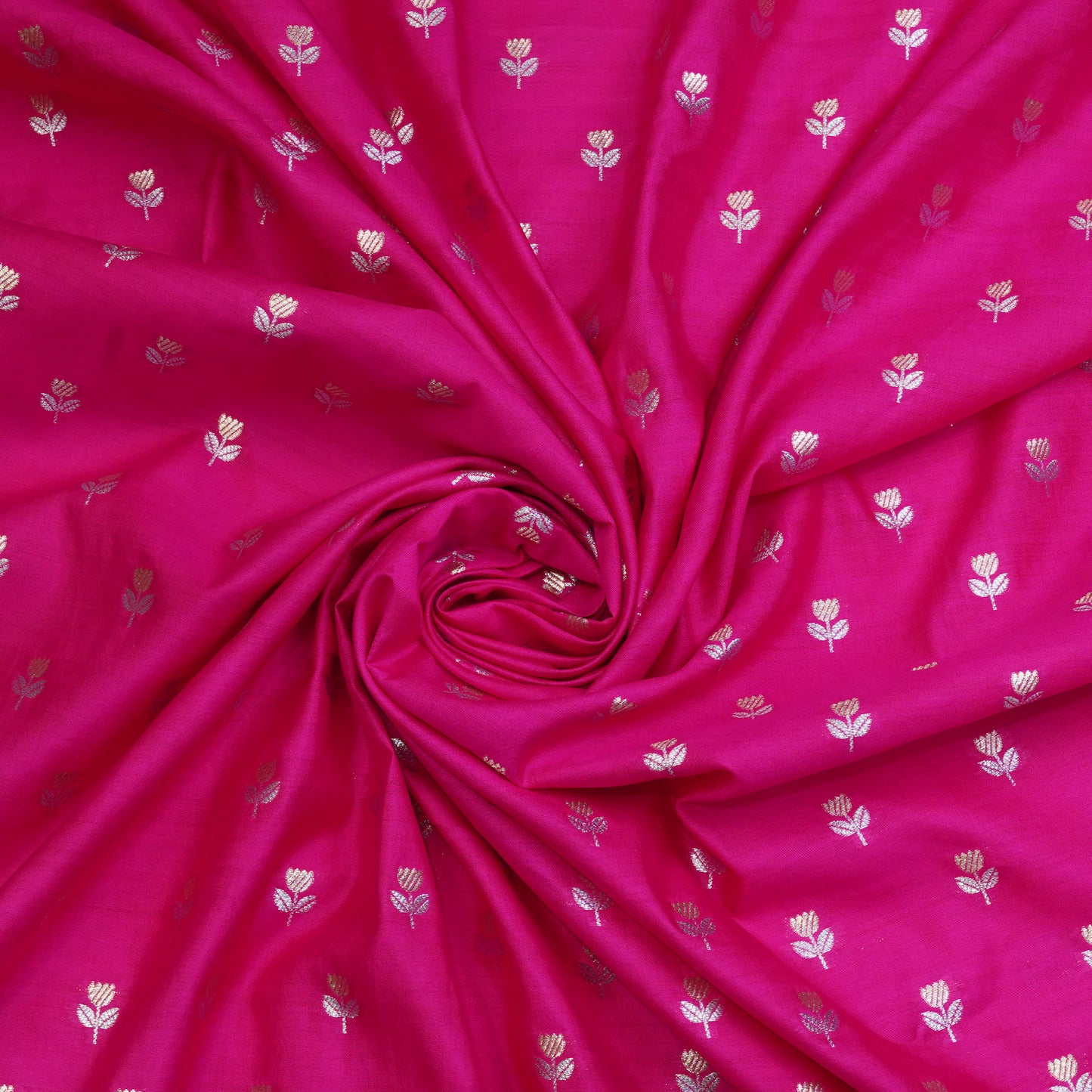 Pink Floral Butti Banarasi Fabric