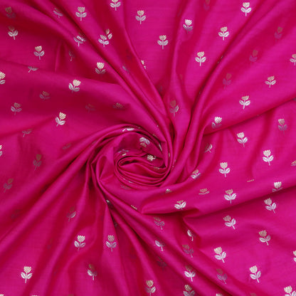Pink Floral Butti Banarasi Fabric