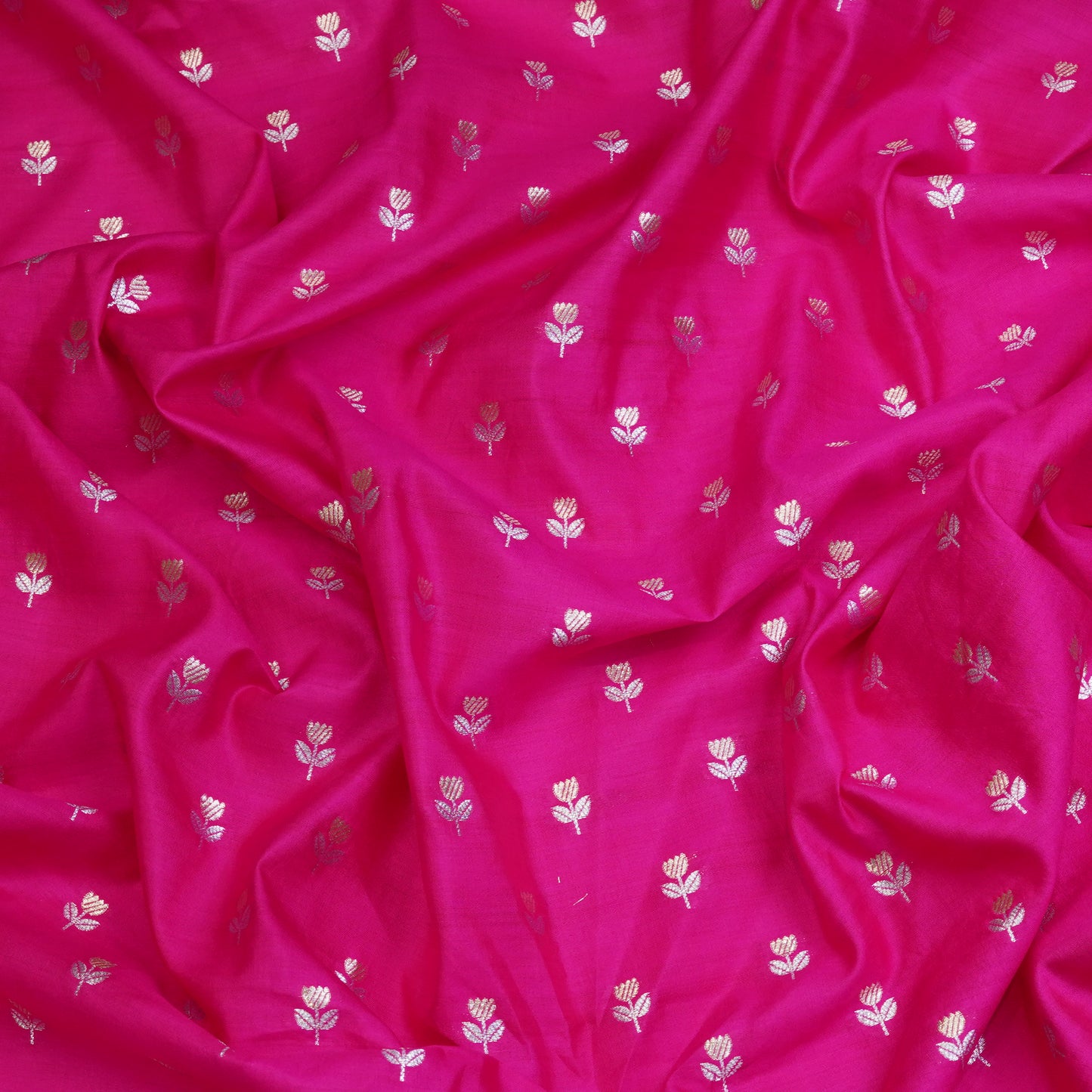 Pink Floral Butti Banarasi Fabric