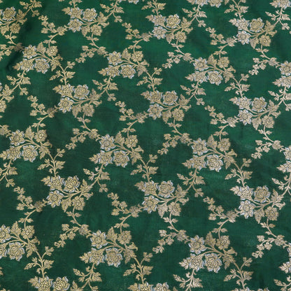 Emerald Green Floral Banarasi Fabric