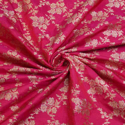Rani Pink Floral Banarasi Fabric
