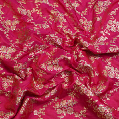 Rani Pink Floral Banarasi Fabric