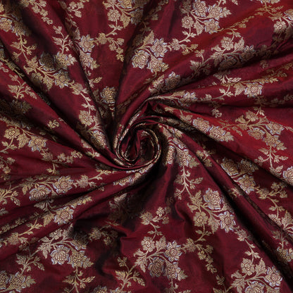 Classic Red Floral Banarasi  Fabric
