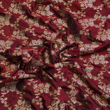 Classic Red Floral Banarasi  Fabric