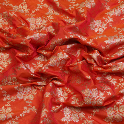 Orange Floral Banarasi Fabric
