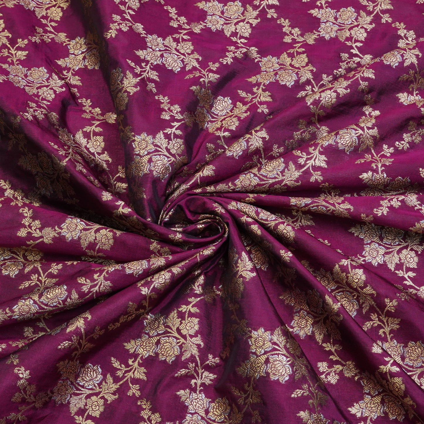 Royal Wine Floral Banarasi Fabric