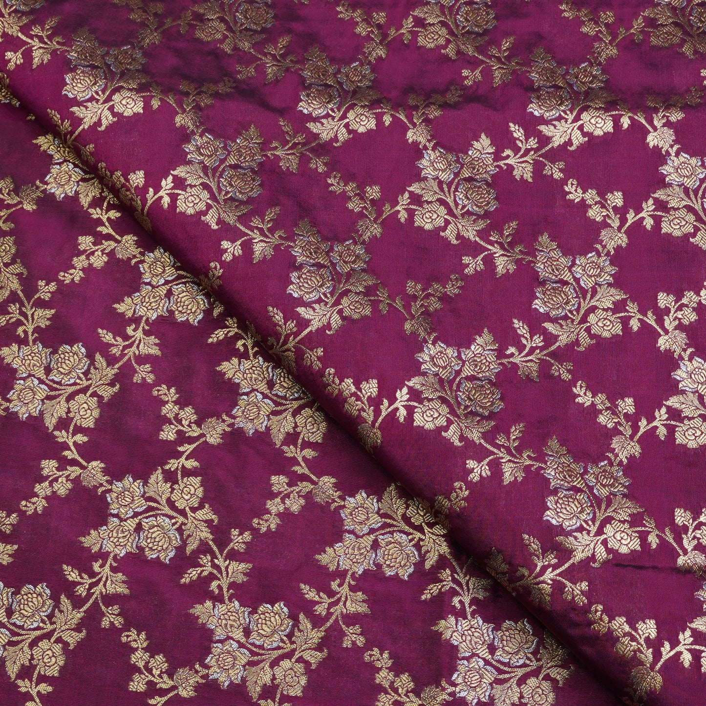 Royal Wine Floral Banarasi Fabric