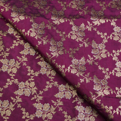 Royal Wine Floral Banarasi Fabric