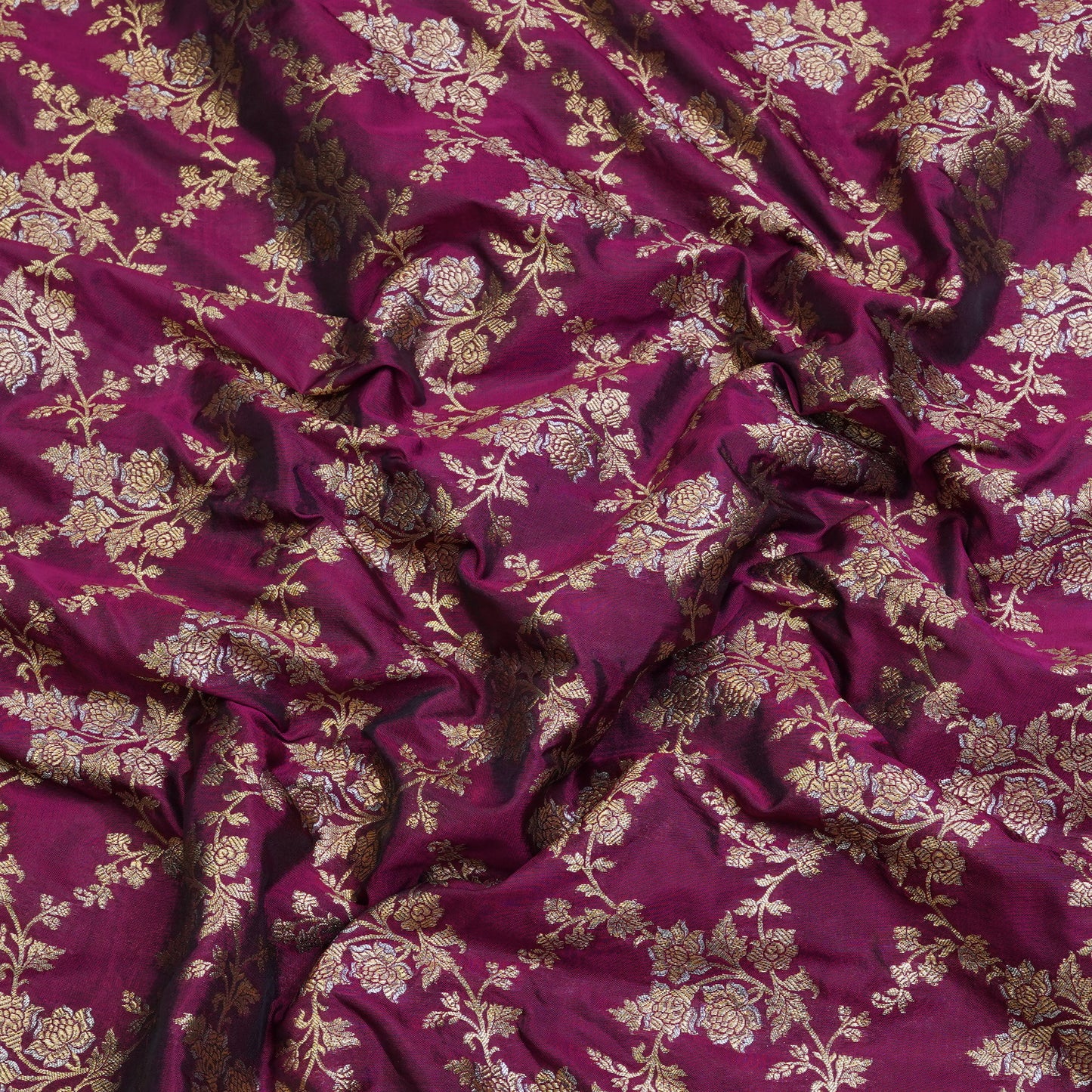 Royal Wine Floral Banarasi Fabric