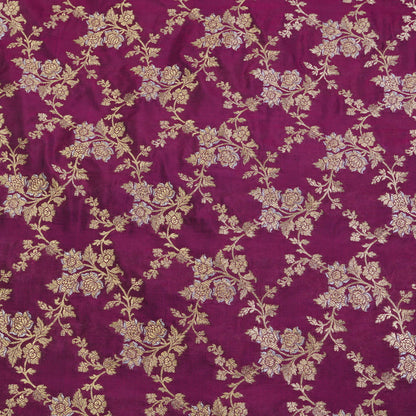 Royal Wine Floral Banarasi Fabric