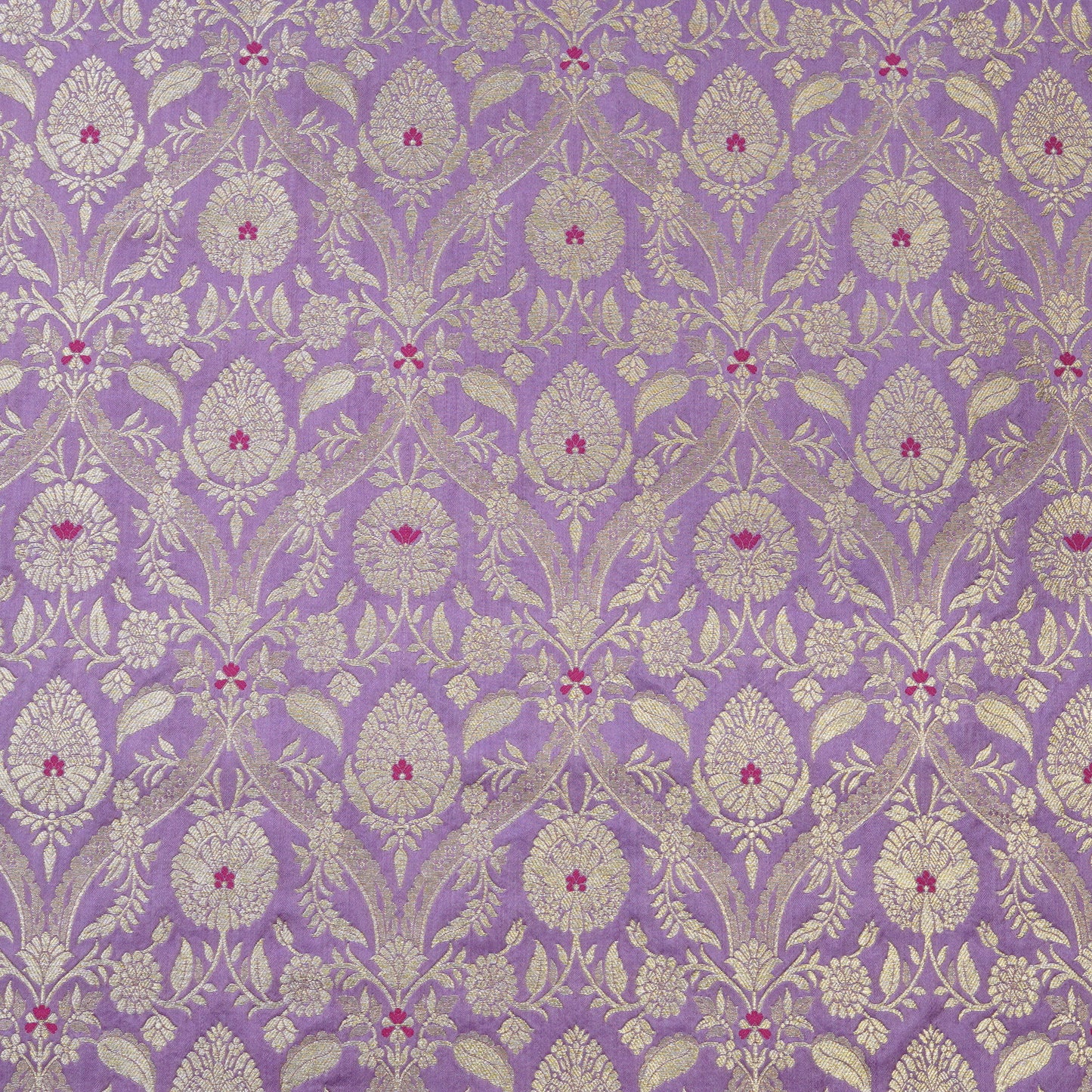 Lavender Floral Zari Banarasi Fabric