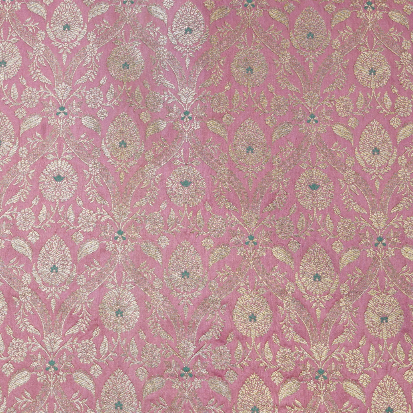 Blush Pink Floral Zari Banarasi Fabric