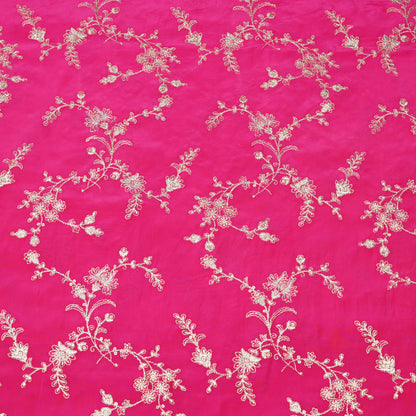 Hot Pink Floral Embroidery Fabric.