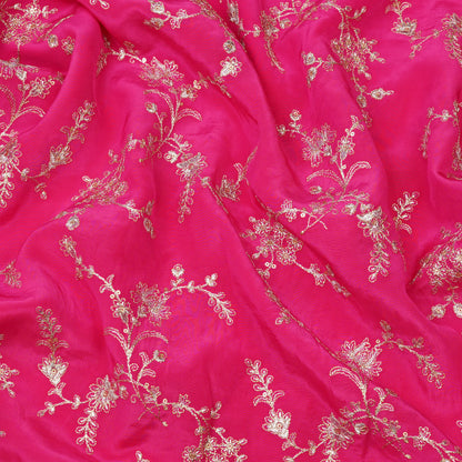 Hot Pink Floral Embroidery Fabric.