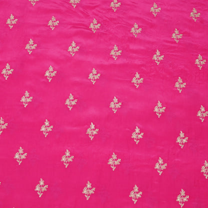 Pink Butti Embroidery Fabric.