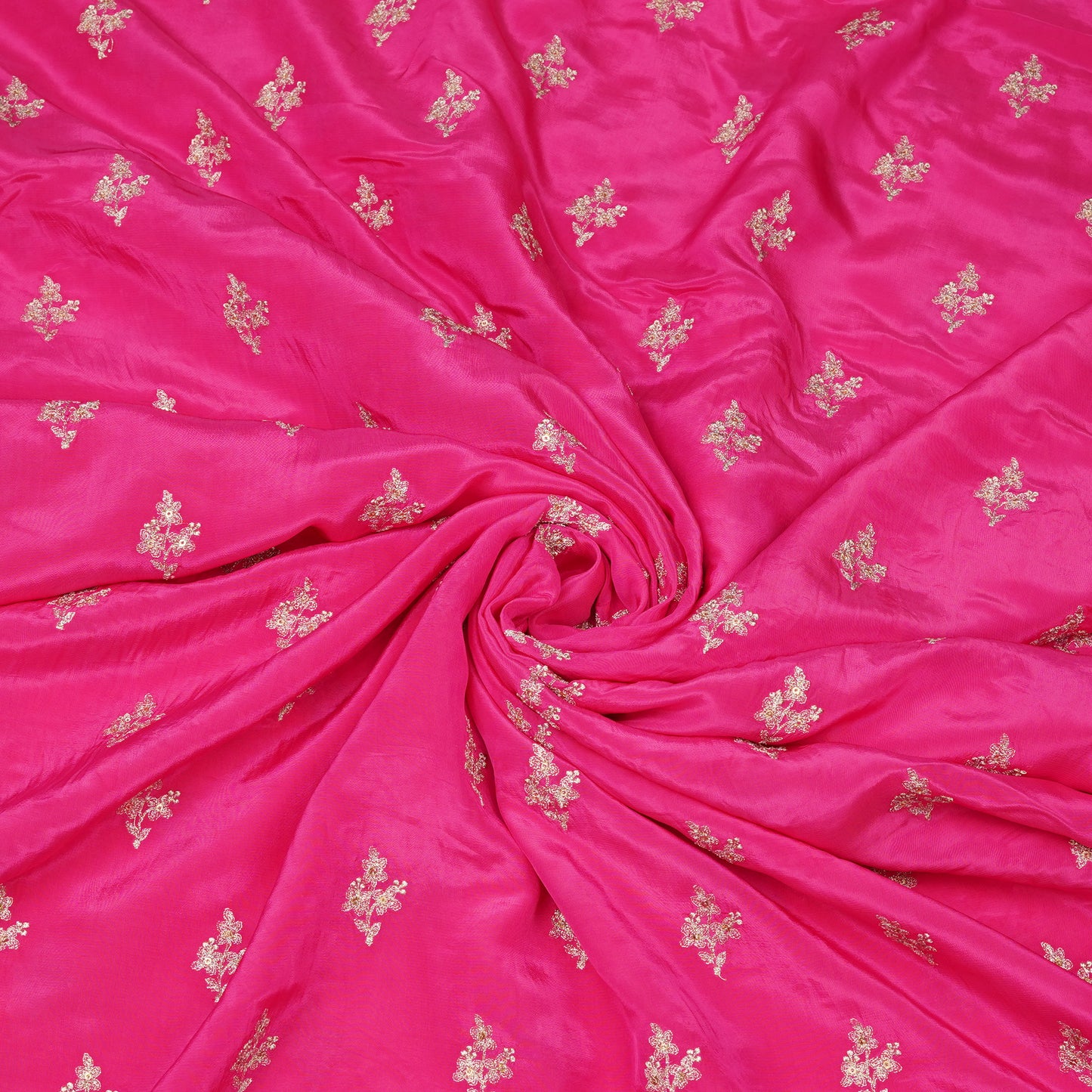 Pink Butti Embroidery Fabric.