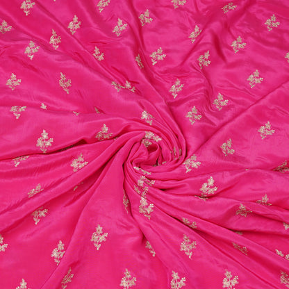 Pink Butti Embroidery Fabric.