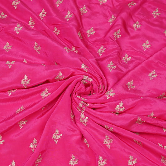 Pink Butti Embroidery Fabric.