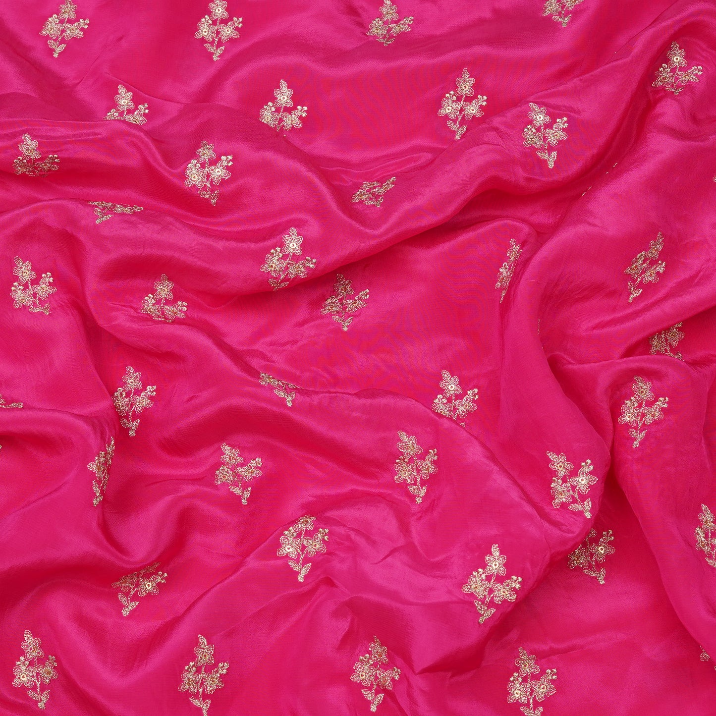 Pink Butti Embroidery Fabric.