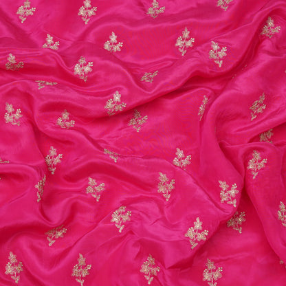 Pink Butti Embroidery Fabric.