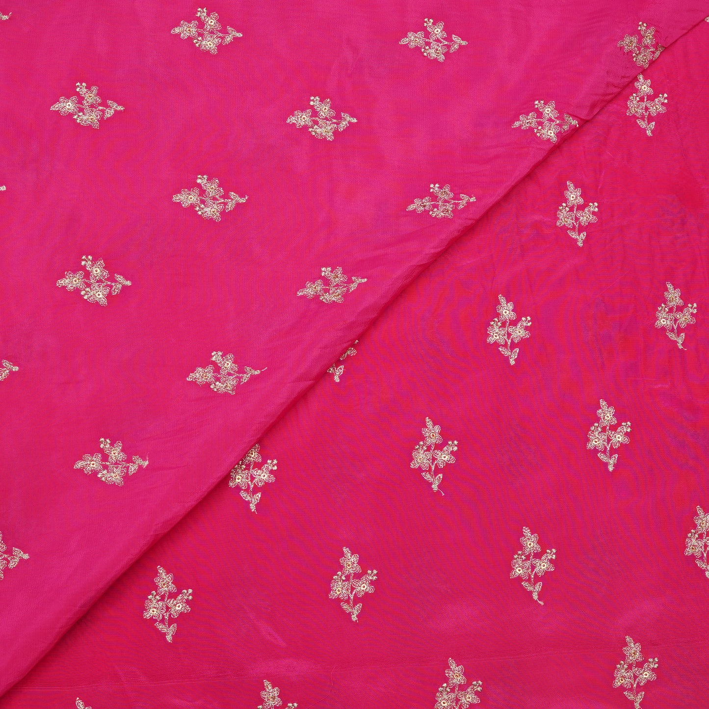 Pink Butti Embroidery Fabric.